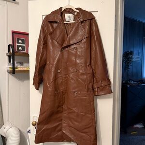 Babaton Brown Leather Trench Coat